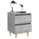 Tables de chevet pieds en pin 2 pcs gris béton 40x35x50 cm – Image 2