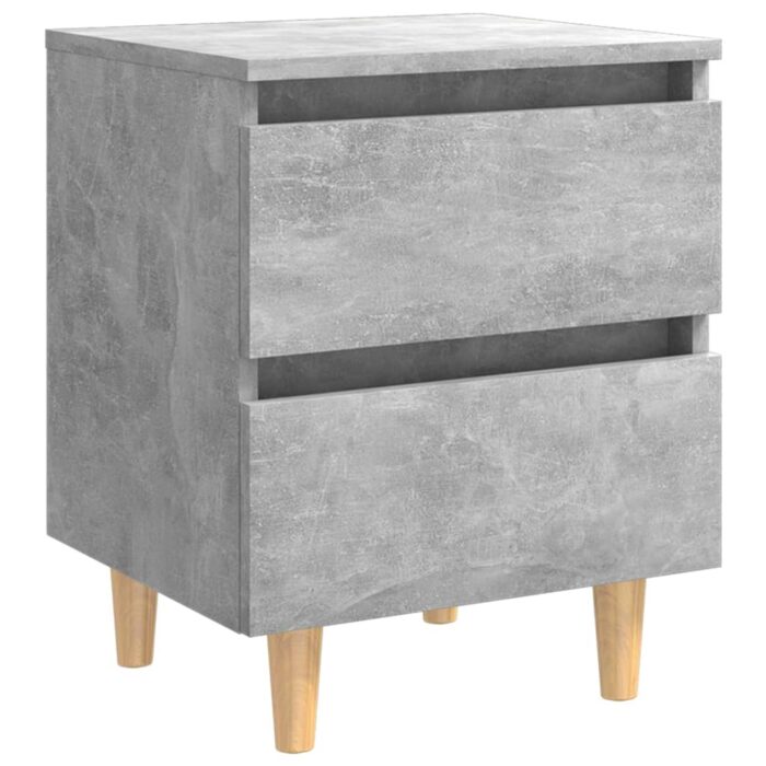 Tables de chevet pieds en pin 2 pcs gris béton 40x35x50 cm – Image 3