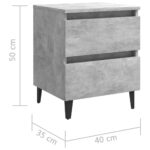 Tables de chevet 2 pcs gris béton 40x35x50 cm bois d'ingénierie – Image 7
