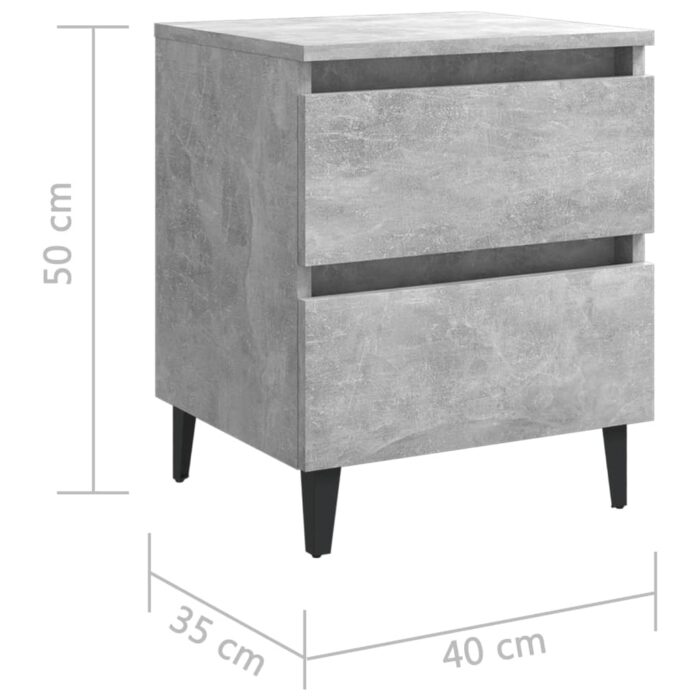 Tables de chevet 2 pcs gris béton 40x35x50 cm bois d'ingénierie – Image 7