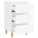 Table de chevet avec pieds en bois solide Blanc 40x35x69 cm – Image 2