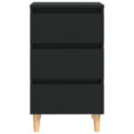Tables de chevet avec pieds en bois 2 pcs noir 40x35x69 cm – Image 4
