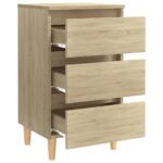 Table de chevet avec pieds en bois chêne sonoma 40x35x69 cm – Image 2