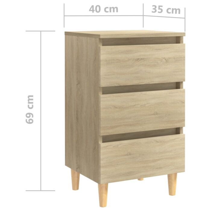Table de chevet avec pieds en bois chêne sonoma 40x35x69 cm – Image 5