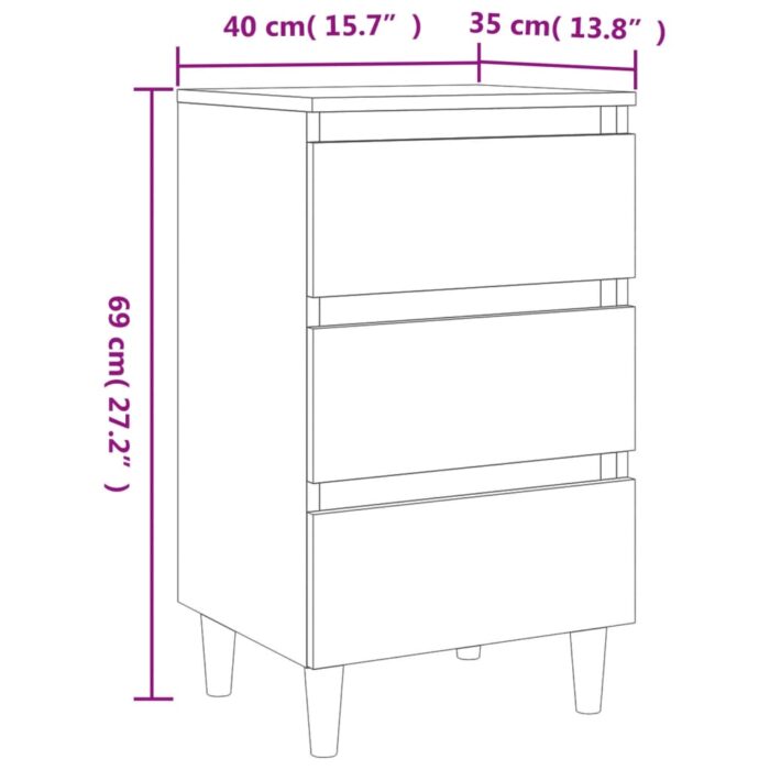 Table de chevet avec pieds en bois chêne sonoma 40x35x69 cm – Image 7