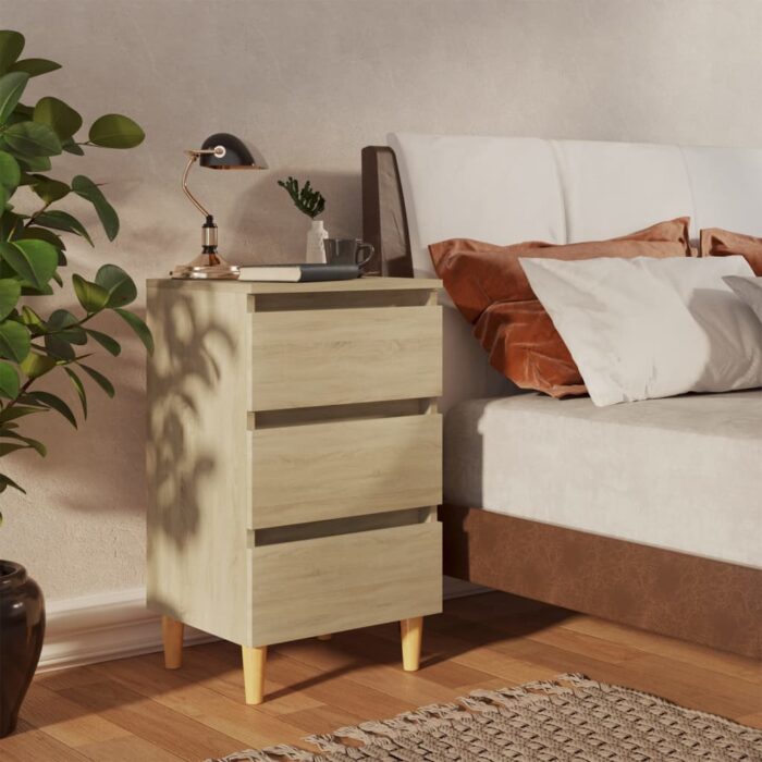 Table de chevet avec pieds en bois chêne sonoma 40x35x69 cm – Image 1