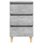 Tables de chevet avec pieds en bois 2 pcs gris béton 40x35x69cm – Image 4