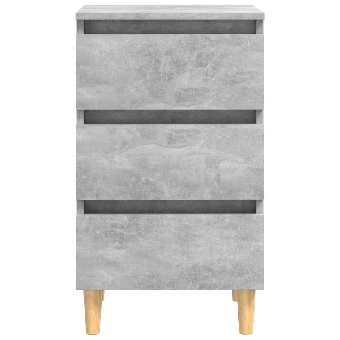 Tables de chevet avec pieds en bois 2 pcs gris béton 40x35x69cm – Image 4