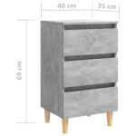 Tables de chevet avec pieds en bois 2 pcs gris béton 40x35x69cm – Image 7