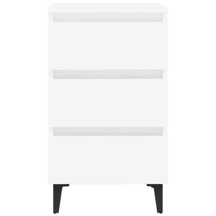 Table de chevet avec pieds en métal Blanc 40x35x69 cm – Image 2
