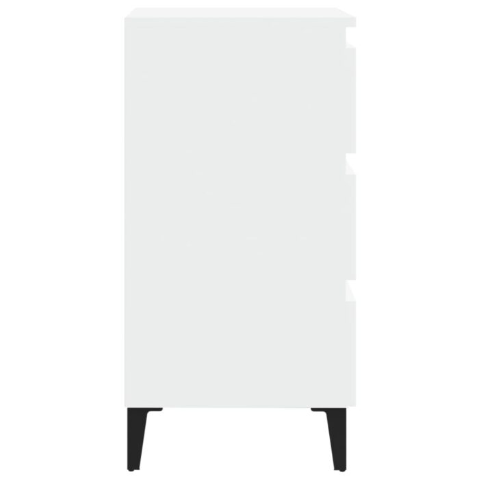 Table de chevet avec pieds en métal Blanc 40x35x69 cm – Image 3