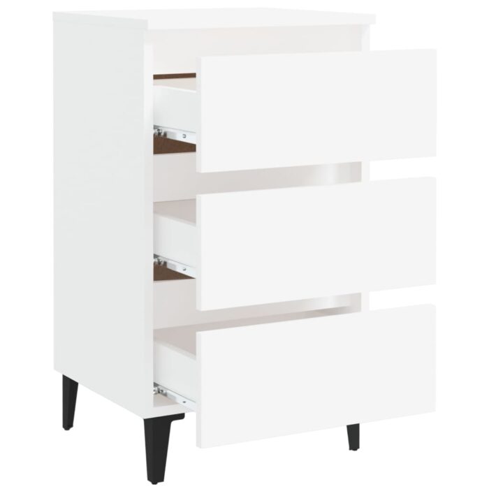 Table de chevet avec pieds en métal Blanc 40x35x69 cm – Image 4