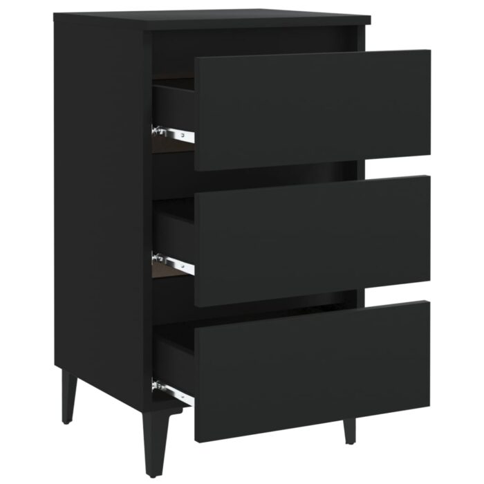 Table de chevet avec pieds en métal noir 40x35x69 cm – Image 4