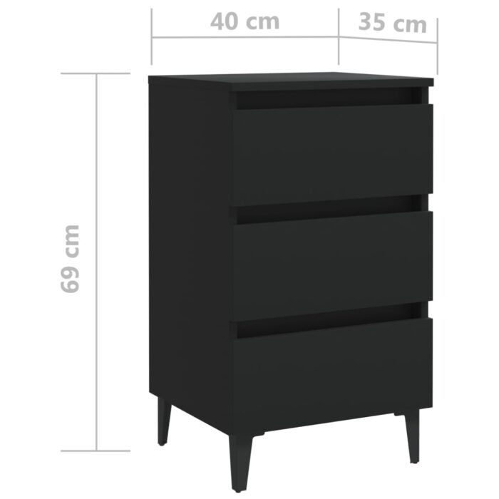 Table de chevet avec pieds en métal noir 40x35x69 cm – Image 5