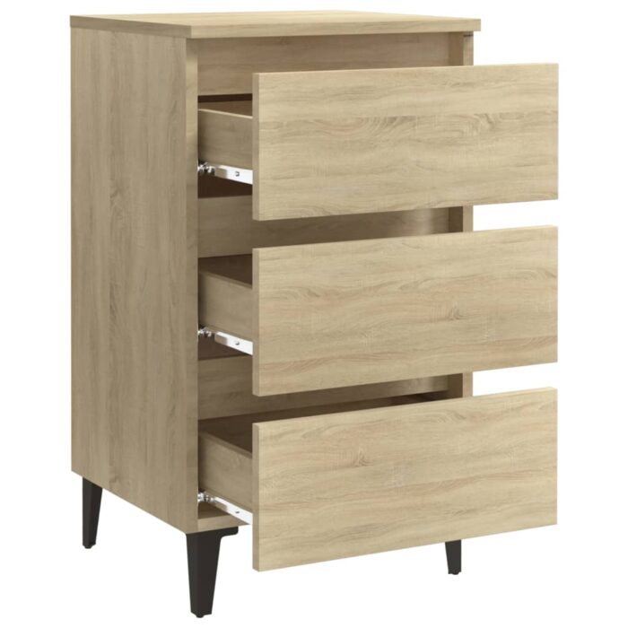 Table de chevet avec pieds en métal Chêne sonoma 40x35x69 cm – Image 4
