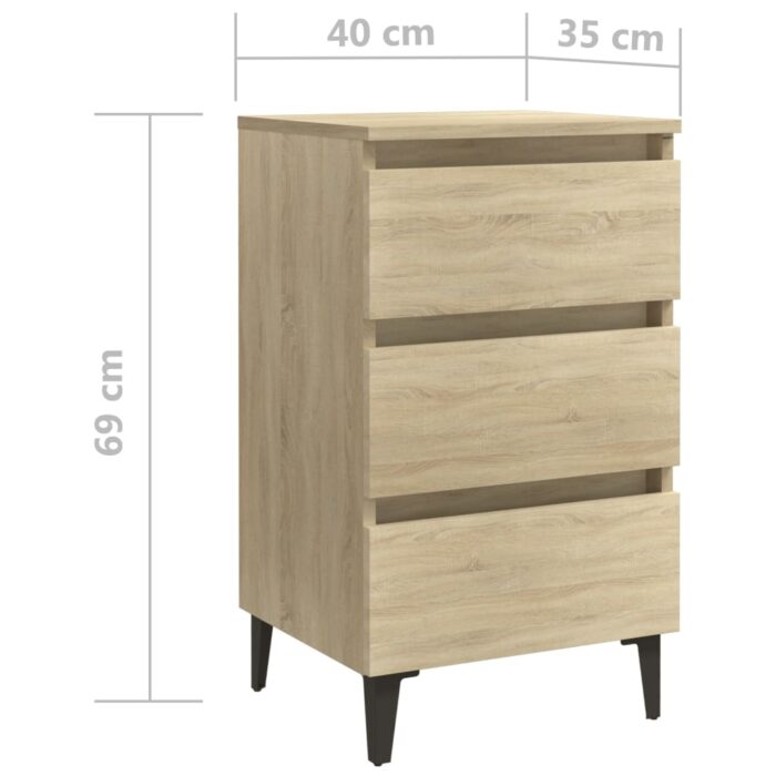 Table de chevet avec pieds en métal Chêne sonoma 40x35x69 cm – Image 5