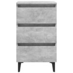 Tables de chevet pieds en métal 2 pcs gris béton 40x35x69 cm – Image 4