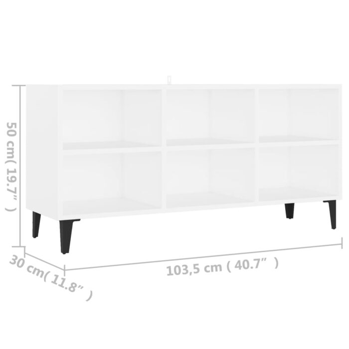 Meuble TV avec pieds en métal Blanc 103,5x30x50 cm – Image 4
