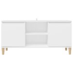 Meuble TV avec pieds en bois massif Blanc 103,5x35x50 cm – Image 3