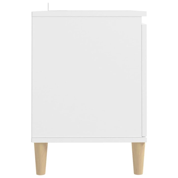 Meuble TV avec pieds en bois massif Blanc 103,5x35x50 cm – Image 4