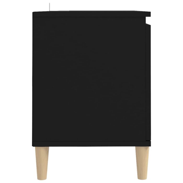 Meuble TV avec pieds en bois massif Noir 103,5x35x50 cm – Image 4