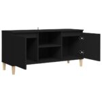 Meuble TV avec pieds en bois massif Noir 103,5x35x50 cm – Image 5