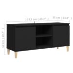 Meuble TV avec pieds en bois massif Noir 103,5x35x50 cm – Image 6