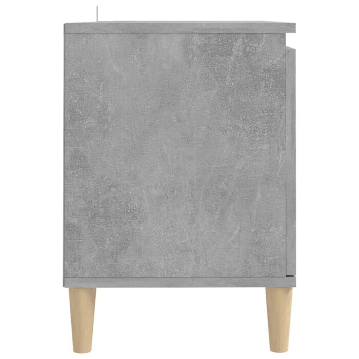 Meuble TV avec pieds en bois massif Gris béton 103,5x35x50 cm – Image 4