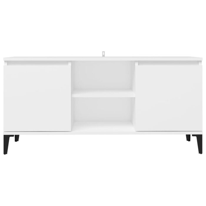 Meuble TV avec pieds en métal Blanc 103,5x35x50 cm – Image 3
