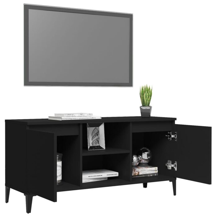 Meuble TV avec pieds en métal Noir 103,5x35x50 cm – Image 2