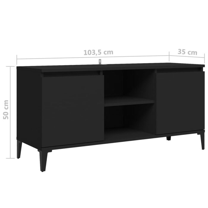 Meuble TV avec pieds en métal Noir 103,5x35x50 cm – Image 6