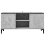 Meuble TV avec pieds en métal Gris béton 103,5x35x50 cm – Image 3