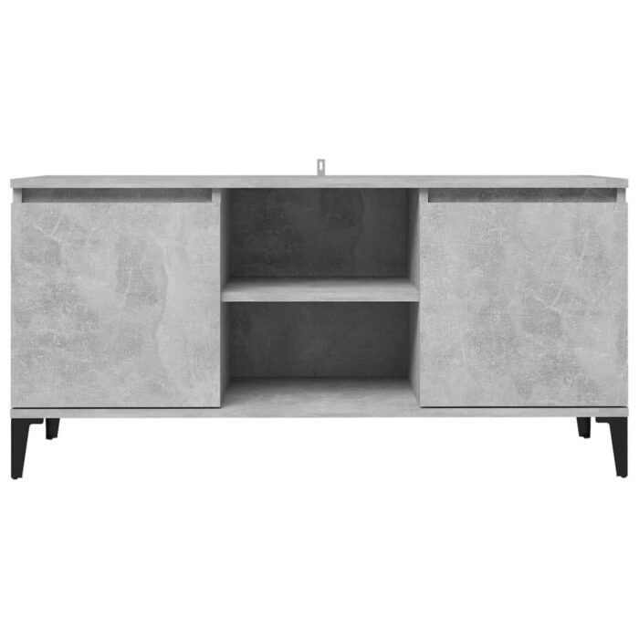 Meuble TV avec pieds en métal Gris béton 103,5x35x50 cm – Image 3