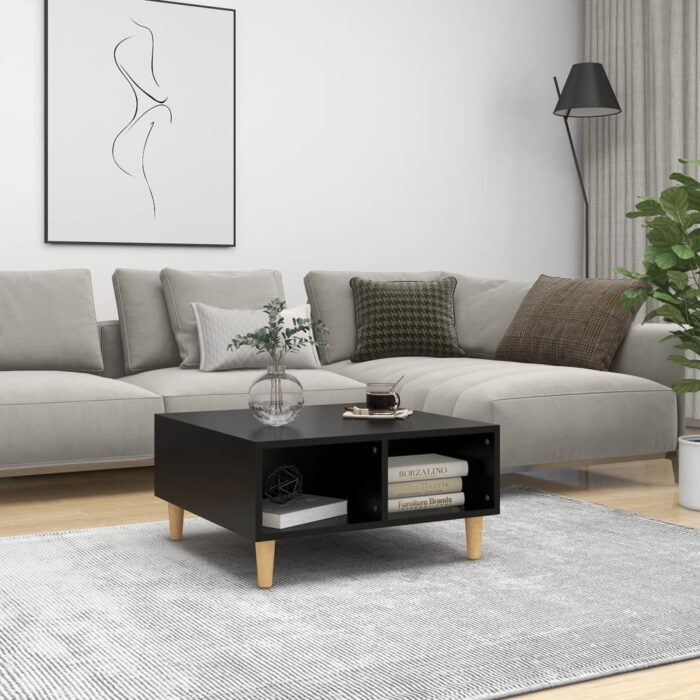 Table basse noir 60x60x30 cm bois d'ingénierie – Image 1