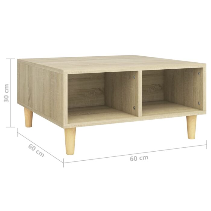 Table basse chêne sonoma 60x60x30 cm bois d'ingénierie – Image 4