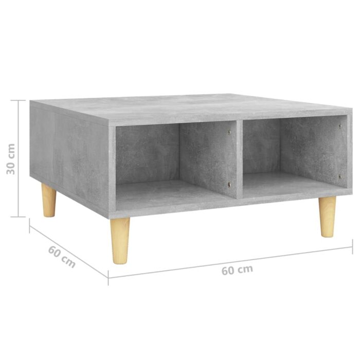 Table basse gris béton 60x60x30 cm bois d'ingénierie – Image 4