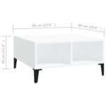 Table basse blanc 60x60x30 cm bois d'ingénierie – Image 4