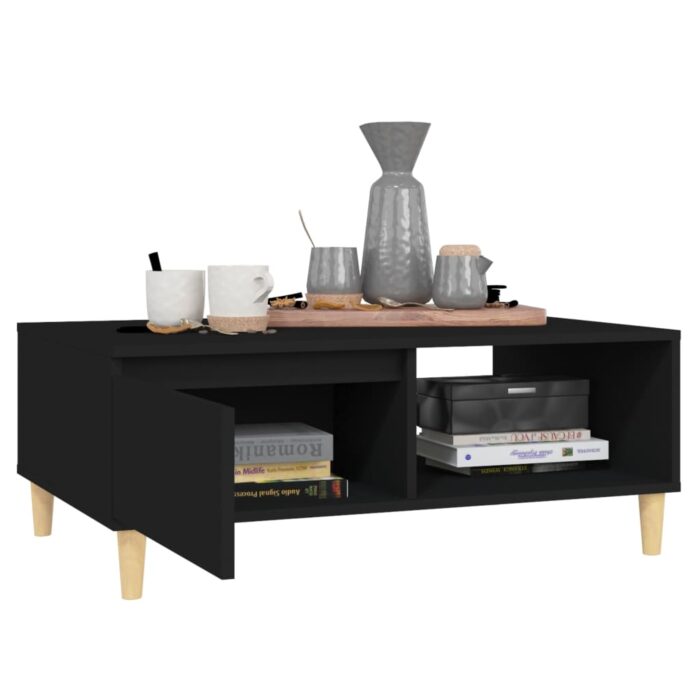 Table basse noir 90x60x35 cm bois d'ingénierie – Image 2