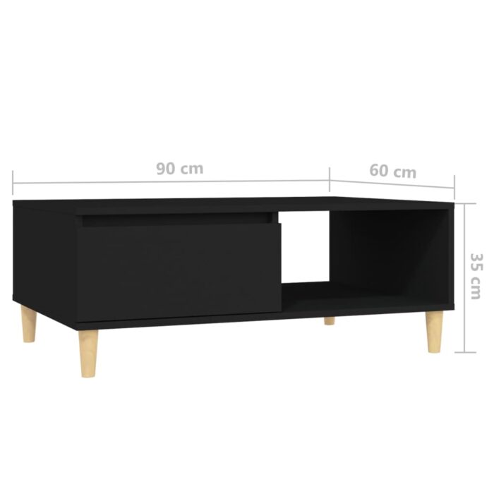 Table basse noir 90x60x35 cm bois d'ingénierie – Image 6