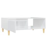 Table basse blanc brillant 90x60x35 cm bois d'ingénierie – Image 3