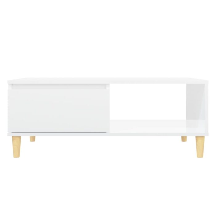 Table basse blanc brillant 90x60x35 cm bois d'ingénierie – Image 4