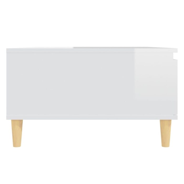 Table basse blanc brillant 90x60x35 cm bois d'ingénierie – Image 5