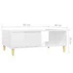 Table basse blanc brillant 90x60x35 cm bois d'ingénierie – Image 6