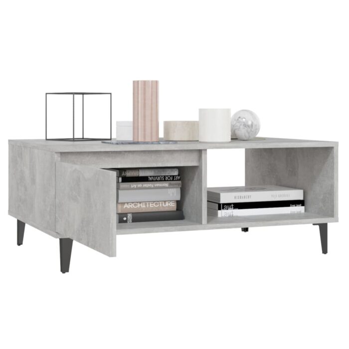 Table basse gris béton 90x60x35 cm bois d'ingénierie – Image 2