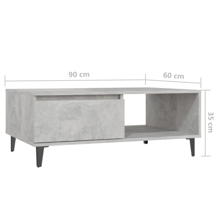 Table basse gris béton 90x60x35 cm bois d'ingénierie – Image 6