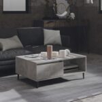 Table basse gris béton 90x60x35 cm bois d'ingénierie