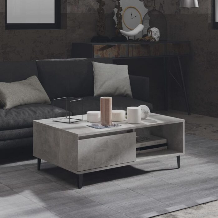 Table basse gris béton 90x60x35 cm bois d'ingénierie – Image 1