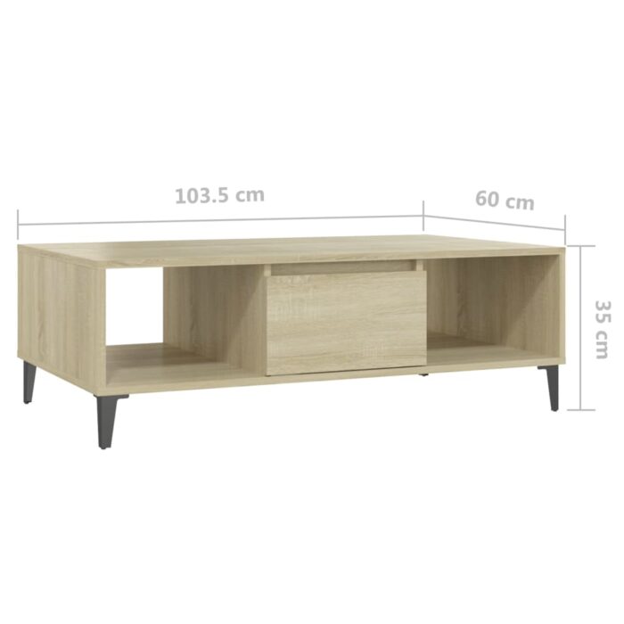 Table basse chêne sonoma 103,5x60x35 cm bois d'ingénierie – Image 7