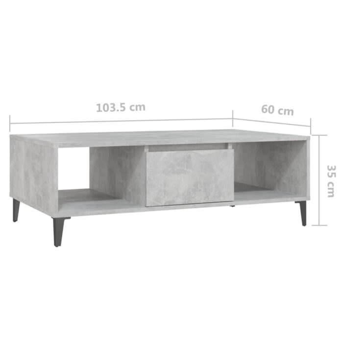 Table basse gris béton 103,5x60x35 cm bois d'ingénierie – Image 7