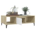 Table basse blanc chêne sonoma 103,5x60x35 cm bois d'ingénierie – Image 2